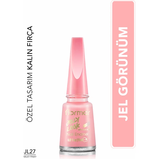 Jelly Look Yoğun Renk Veren Jel Görünümlü Parlak Oje (JL27 Milky Pinky) 8690604282210