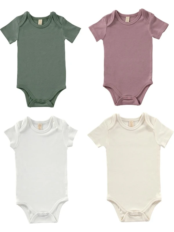 Tiny Lamb Softly Colors Kısa Kol Bodysuit Takımı - 4 Parça | Çok Renkli Alttan Çıtçıtlı Zıbın Body