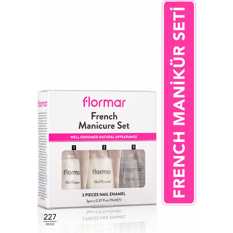 Flormar 227 Beige Renkli 3'ü 1 Arada Parlak Oje Seti Tırnak Bandı ile Kolay Manikür