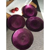 Sunu Purple Spiral 16 cm 4'lü Cam Pasta Tabağı