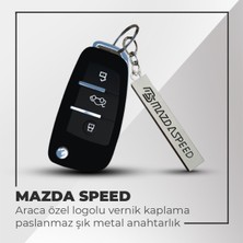 C9 Mazda Speed Uyumlu 3D Metal Paslanmaz Metal Araç Otomotiv Anahtarlığı - Siyah