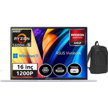 Asus Vivobook 16X 5.nesil Ryzen 5 5600H 8gb 1tb SSD 16" WINDOWS11HOME Wuxga Dizüstü Bilgisayar VM1603QA19+WEBLEGELSINÇANTA