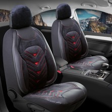 Fresh Start fiat Palio Oto Koltuk Kılıfı 5'li Set Lüks Deri, Kadife Detaylı Prosev Model Siyah Kırmızı