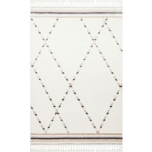 Eko Halı Terazzo Trz 04 Whıte Beıge Hav Toz Vermez Yumuşak Dokulu Etnik Örgü Desenlere Sahip Modern Iskandinav Halı