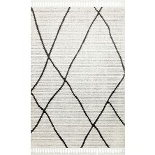 Eko Halı Terazzo Trz 07 Whıte Black Hav Toz Vermez Yumuşak Dokulu Etnik Örgü Desenlere Sahip Modern Iskandinav Halı