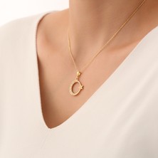 Vetro Silver Özel Tasarım Altın Kaplama 925 Ayar Gümüş Ay Yıldız Kolye