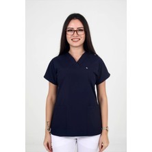 Deniz Iş Kadın Terrycotton Yarasakol Lacivert Renk Scrubs Teküst