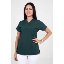 Deniz Iş Kadın Terrycotton Yarasakol Acı Yeşil Renk Scrubs Teküst