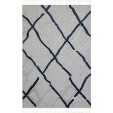 Eko Halı Terazzo Trz 03 Grey Navy Hav Toz Vermez Yumuşak Dokulu Etnik Örgü Desenlere Sahip Modern Iskandinav Halı