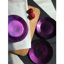 Sunu Purple Spiral 16 cm 4'lü Cam Pasta Tabağı