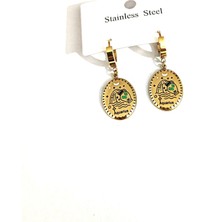 Hg.Aksesuar Kadın Mineli Çelik Burç Küpe