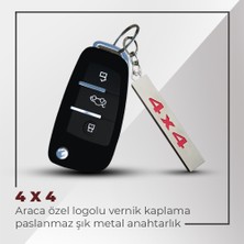 C9 4x4 Uyumlu 3D Metal Paslanmaz Metal Araç Otomotiv Anahtarlığı - Kırmızı