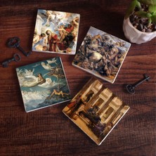 Pinecone Bir Roma Sanat Aşığı, Ruhların Geçişi, Anghiari Savaşı, Aziz Stephen Üçlemesi Taş Bardak Altlığı Masaüstü Koruyucu Altlık 4 Parça Set 10x10cm Stone Coasters SC116
