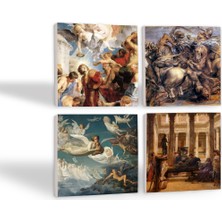 Pinecone Bir Roma Sanat Aşığı, Ruhların Geçişi, Anghiari Savaşı, Aziz Stephen Üçlemesi Taş Bardak Altlığı Masaüstü Koruyucu Altlık 4 Parça Set 10x10cm Stone Coasters SC116
