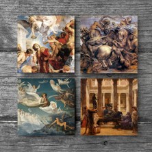 Pinecone Bir Roma Sanat Aşığı, Ruhların Geçişi, Anghiari Savaşı, Aziz Stephen Üçlemesi Taş Bardak Altlığı Masaüstü Koruyucu Altlık 4 Parça Set 10x10cm Stone Coasters SC116