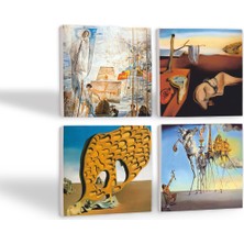 Pinecone Dalí Belleğin Azmi, Arzunun Gizemi, Antonius, Amerika’nın Keşfi Taş Bardak Altlığı Masaüstü Koruyucu Altlık 4 Parça Set 10x10cm Stone Coasters SC215