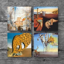 Pinecone Dalí Belleğin Azmi, Arzunun Gizemi, Antonius, Amerika’nın Keşfi Taş Bardak Altlığı Masaüstü Koruyucu Altlık 4 Parça Set 10x10cm Stone Coasters SC215