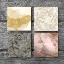 Pinecone Soyut Sanat, Desen Taş Bardak Altlığı Masaüstü Koruyucu Altlık 4 Parça Set 10x10cm Stone Coasters SC294