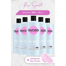 Syoss Pure Smooth Şampuan 500 ml x 5 Adet ve Şampuan Fırçası