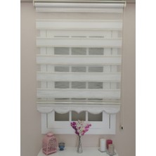 YS Perde Tasarım Lux Plise Star Degrade Renk Geçişli Zebra Stor Perde Alüminyum Kasalı Yüksek Kaliteli - Gold, Beyaz