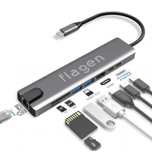 Flagen Apple Macbook Air M2 15.3 Type-C Çoğaltıcı 8 In 1 Ethernet Sd USB HDMI