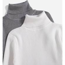 Hanclo 3’lü Hazır Paket Siyah - Beyaz - Gri Kaşkorse Slimfit Balıkçı Yaka Boğazlı Kazak