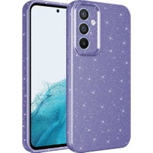 Case 4U Samsung Galaxy A34 Kılıf Kamera Korumalı Simli Lüks Koton Kapak Mor