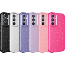 Case 4U Samsung Galaxy A34 Kılıf Kamera Korumalı Simli Lüks Koton Kapak Mor