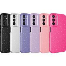 Case 4U Samsung Galaxy A14 Kılıf Kamera Korumalı Simli Lüks Koton Kapak Mor