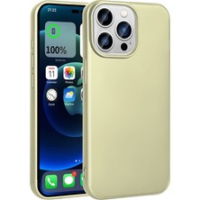 Case 4U Apple iPhone 15 Pro Max Kılıf Klasik Mat Renkli Yumuşak Premier Silikon Altın