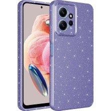 Case 4U Xiaomi Redmi Note 12 4g Kılıf Kamera Korumalı Simli Lüks Koton Kapak Mor