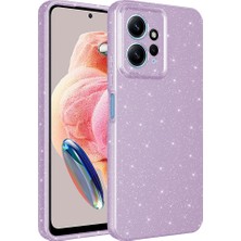 Case 4U Xiaomi Redmi Note 12 4g Kılıf Kamera Korumalı Simli Lüks Koton Kapak Lila