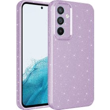 Case 4U Samsung Galaxy A34 Kılıf Kamera Korumalı Simli Lüks Koton Kapak Lila