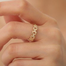 Merdis Jewelry 14 Ayar Altın Zirkon Bağlantılı Kalın Zincir Yüzük