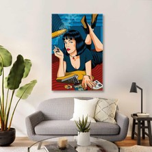 SML Tablo Pulp Fiction Pop Art Ilüstrasyon Mia Wallace Dikey Kanvas Tablo
