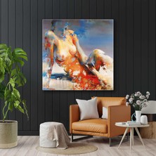 Yağlı Boya Efektli Uzanan Kadın Kare Kanvas Tablo