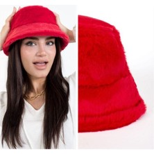 Gullfoss Tavşan Tüyü Peluş Bucket Kova Moda Kadın Kışlık Şapka