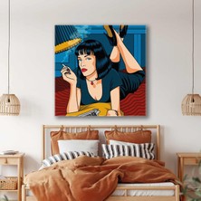 SML Tablo Pulp Fiction Pop Art Ilüstrasyon Mia Wallace Kare Kanvas Tablo