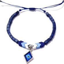 Funny Takı Mat Hematit Taşlı Parlak Mineli Nazar Boncuklu Küp Miyuki Bileklik