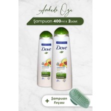 Dove Saç Bakım Şampuanı Avokado Özü 400 ml x 2 Adet ve Şampuan Fırçası