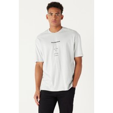 Altınyıldız Classics Erkek BULUT GRI Long Fit Dar Kesim Bisiklet Yaka %100 Pamuk Baskılı Tişört