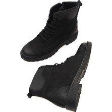 Mubiano Hakiki Deri MBZYN2303N-S Siyah Nubuk Kauçuk Taban Fermuarlı Erkek Bot & Postal