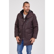 Kevin Erkek Kapşonlu Parka K207 Kahverengi