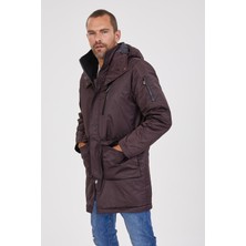Kevin Erkek Kapşonlu Parka K207 Kahverengi