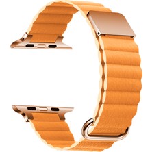 Kny Apple Watch Ultra 2 mm Için Bakla Desenli Mıknatıslı Suni Deri Kordon-Kayış