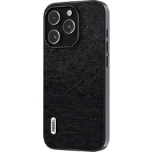 Forestl Digital Iphone 15 Pro Retro Litchi Doku Anti Drop Kılıf Pu Deri Kaplamalı Pc+Tpu Telefon Kapak Black (Yurt Dışından)