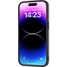 Forestl Digital Iphone 15 Pro Retro Litchi Doku Anti Drop Kılıf Pu Deri Kaplamalı Pc+Tpu Telefon Kapak Black (Yurt Dışından)