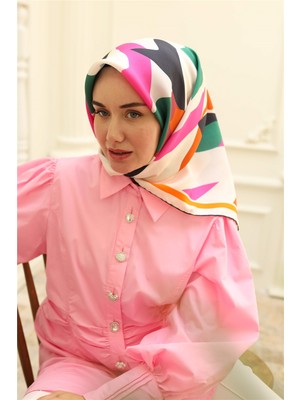 Silk Home İpek Eşarp Twill Lacivert Pembe Turuncu Bej 11398-07