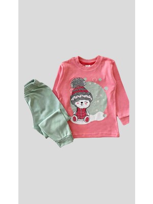 Elmas Kids Kız Çocuk %100 Pamuklu Şapkalı Kız Desenli Pijama Takımı