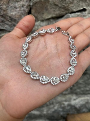 Best My Silver Kadın Gümüş Damla Mozanit Bileklik